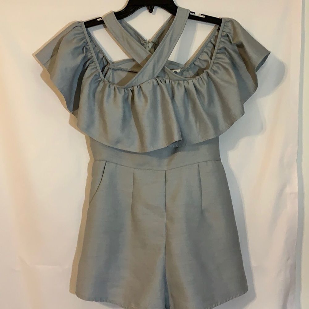 L’Atiste by Amy short romper with pockets in pale blue